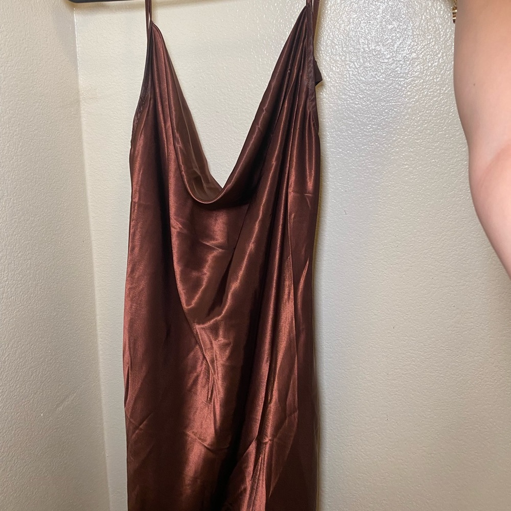 Brown Satin Dress